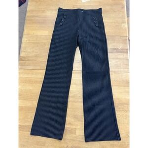 Betabrand 3 Button Pinstripe Black White Pull-on Spandex Work Pants Wide Leg M